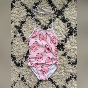 Pink Piglet Print Swimsuit Size 6
